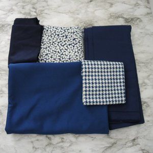 5lb Box of Fabrics Blue & White Solids & Prints 1+Yard & Small Pieces